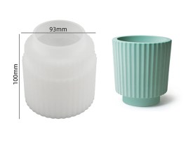 Molde silicona porta vela maceta rayada ALTA 